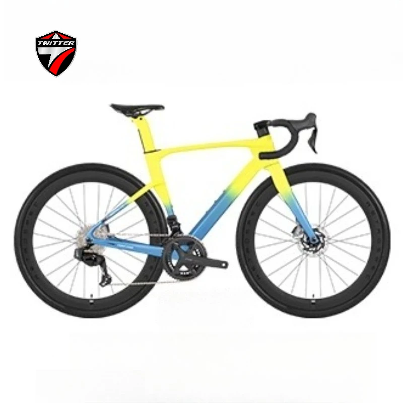 

Велосипед для гравийных дорог 2026TWITTER V3pro с электронным управлением скоростью EDS TX7100-24S, внутренней проводкой, карбоновой рамой T900 и гидравлическими дисковыми тормозами.