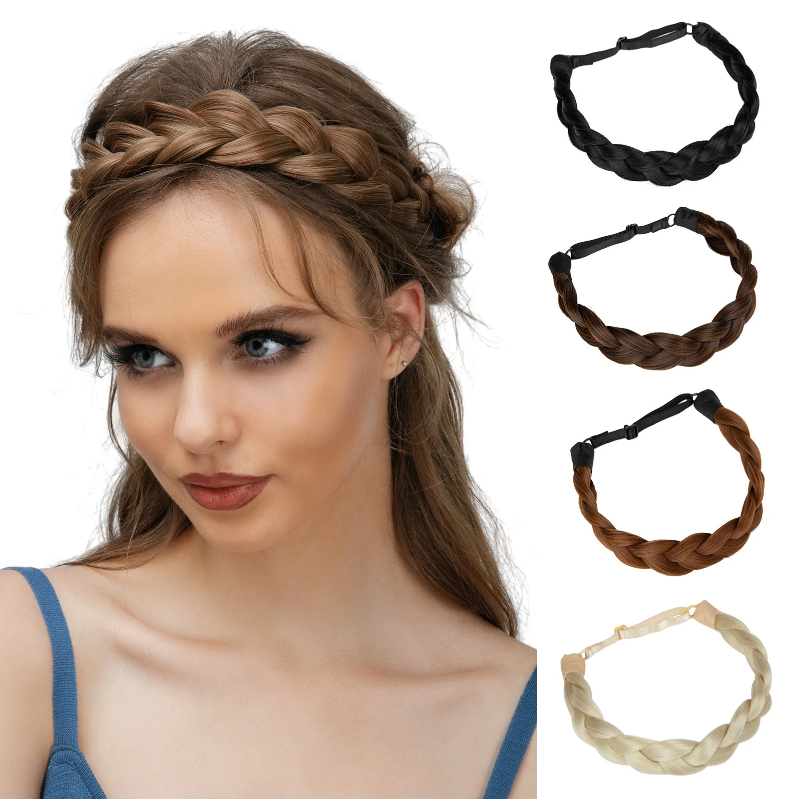 

Women's Synthetic High-Temperature Wig Hair Accessories Braiding Fishbone Braid Hand Woven Three-Strand Braid Wig Accessories