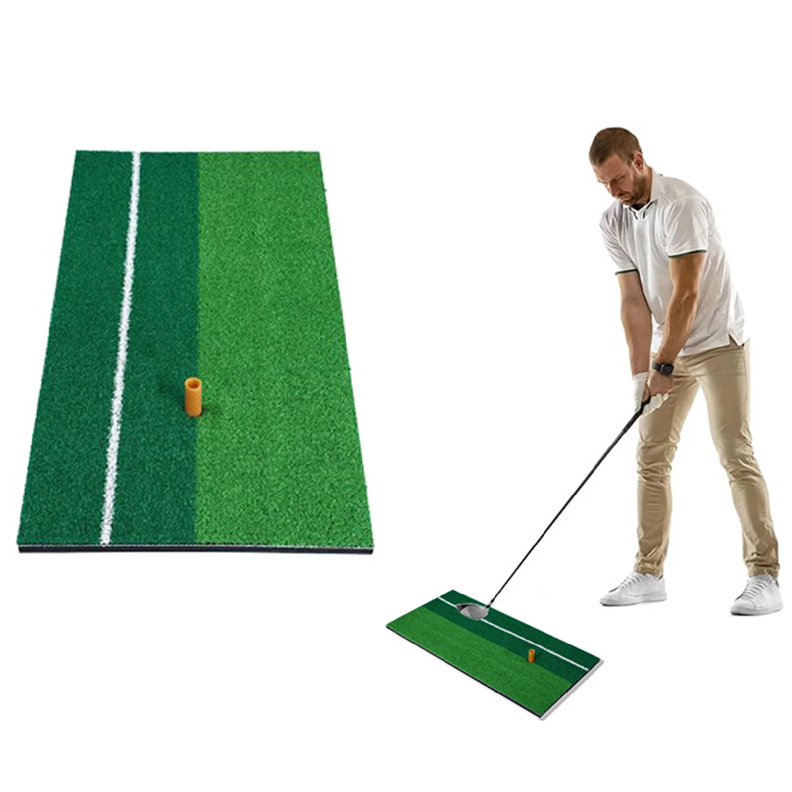 Golf Training Mat 60*30cm - Non-Slip Turf Practice Equipment with Alignment Lines for Indoor/Outdoor Use