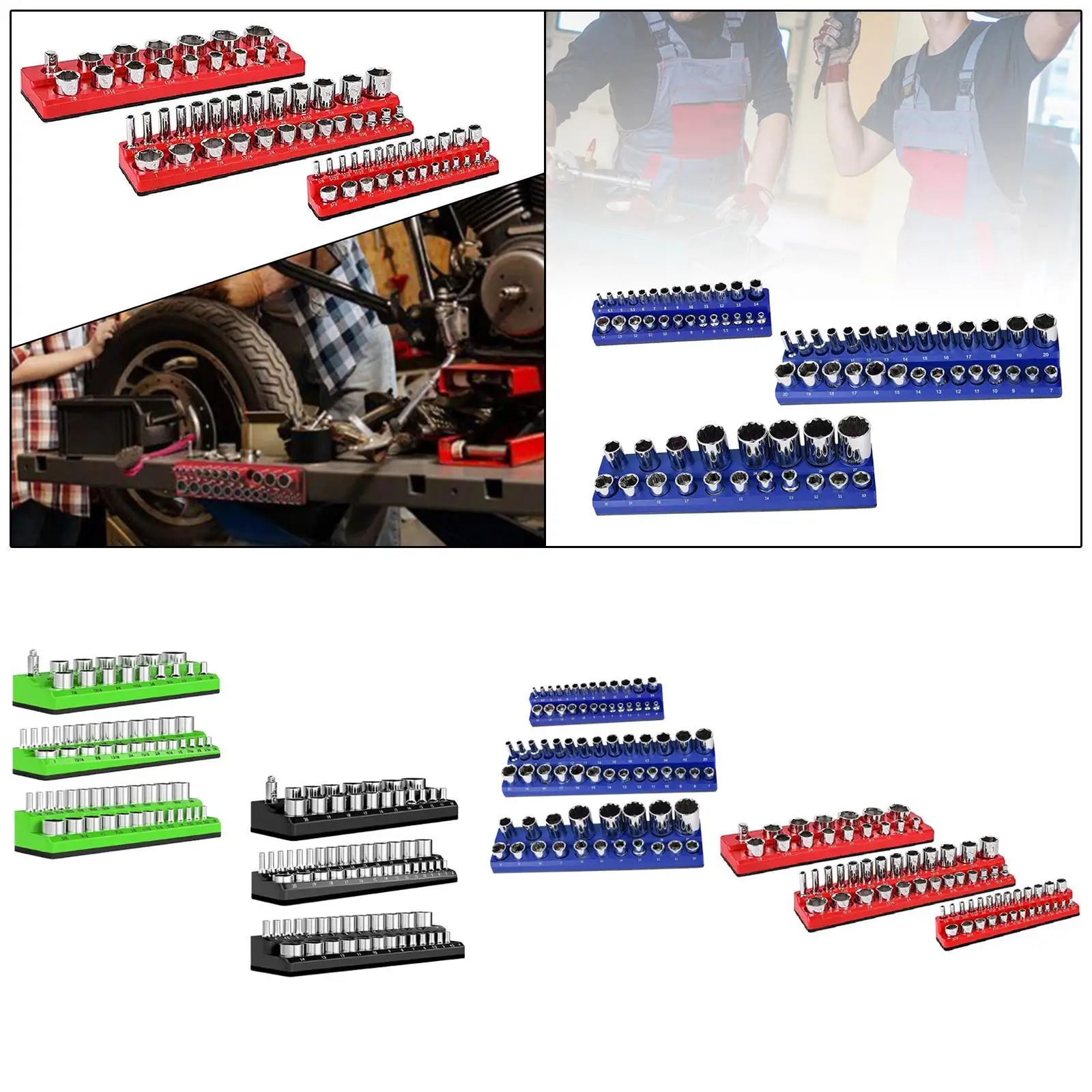 3 Pcs Magnetic Socket Organizers Easy to Use for Workbench Tool Wear Resistant Portable Socket Holders Kit for Tool Drawer