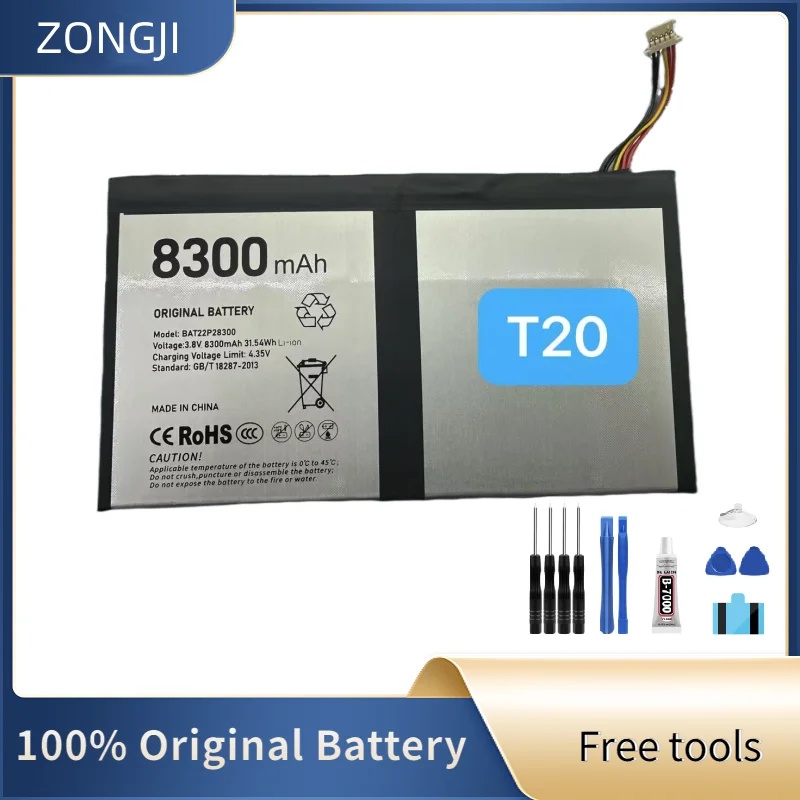 

Новая совместимая батарея ZONGJI для планшетов DOOGEE T20, аккумуляторы BAT22P28300, 8300 мАч + бесплатные инструменты