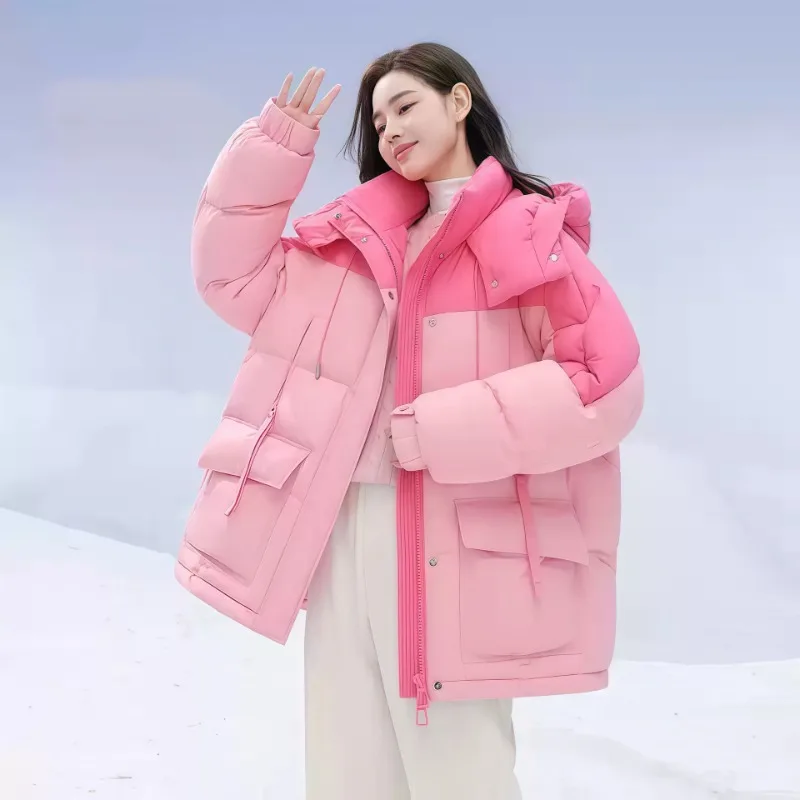 

Parkas Winter Korean Version High-end Men Women Temperament Warm Hooded Short New Thickened Jacket Women's Clothing Trendy