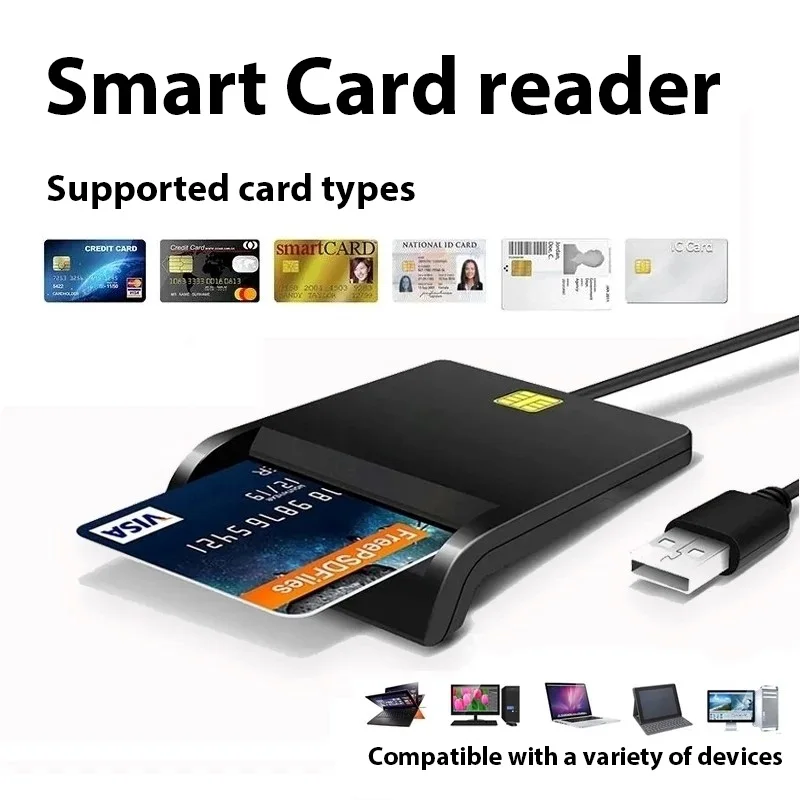 متعددة الوظائف المحمولة USB 2.0 قارئ بطاقات ذكي بأسعار معقولة سهلة الاستخدام ل DNIE ATM CAC IC ID البنك قارئ بطاقات SIM
