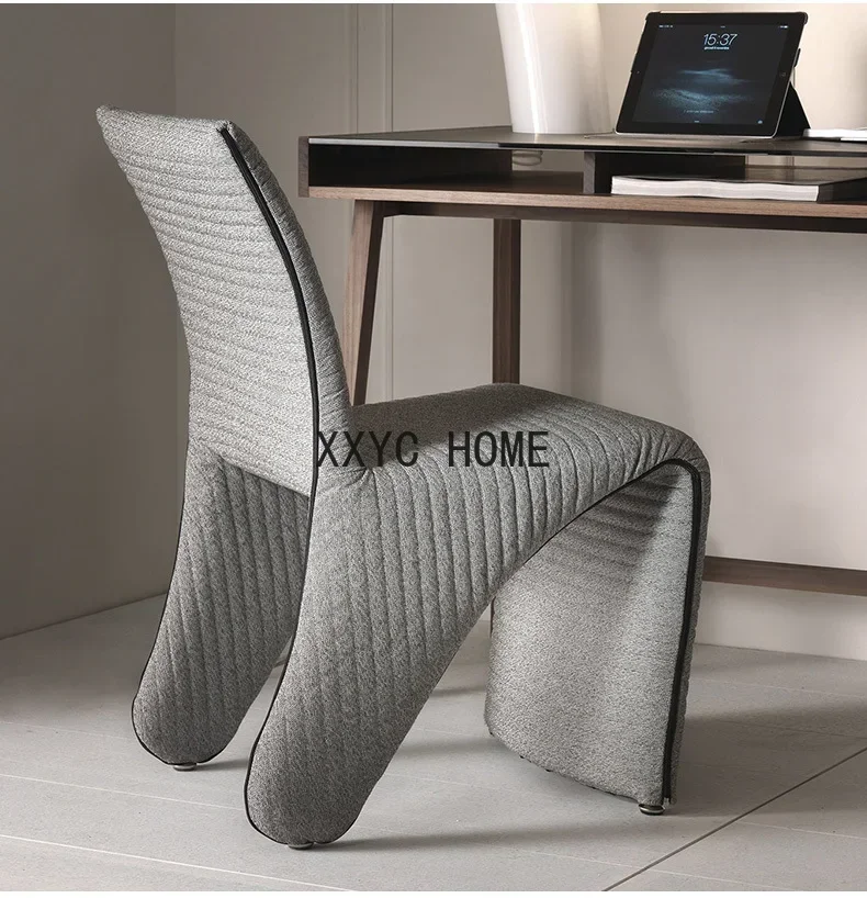 Simple Desk Chair Gray Cotton and Linen Metal inside Frame Modern Armchair Household Make-up Chair