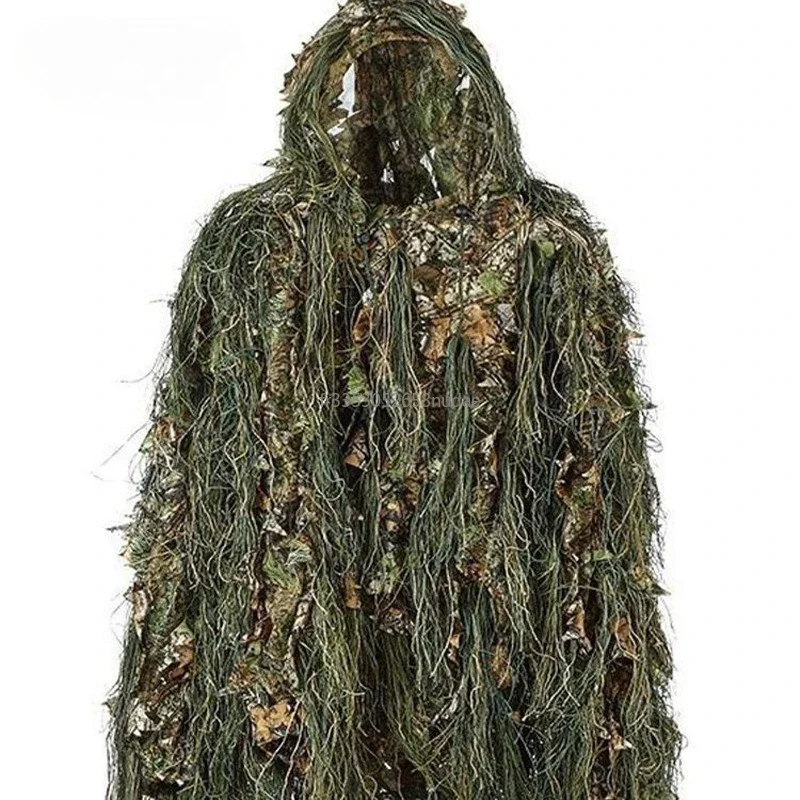 3D Maple Leaf Mixed Wool Silk Ghillie Suit Outdoor Hunting Maple Leaf Spliced Wool Silk Suit Military Fan Training Uniform