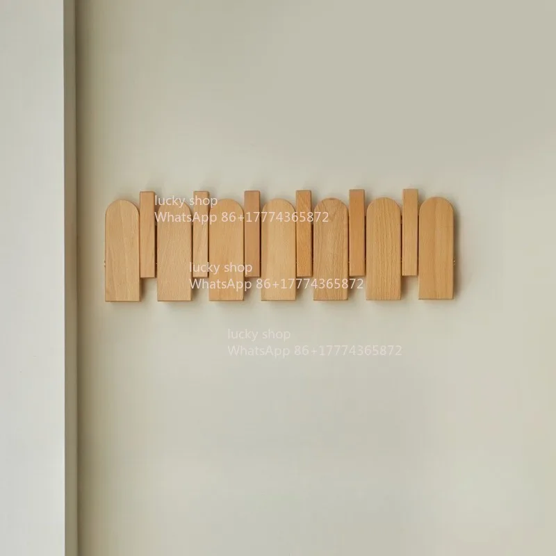 Piano Key Hanging Clothes Hanger, Solid Wood Clothes Cap Hook, No Drilling Required