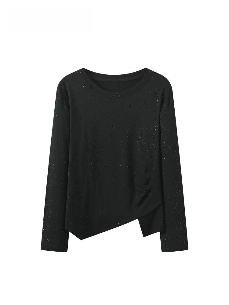 

Свободная женская футболка Long Sve round Ne Inner Wear, большие размеры, осенний сезон, повседневная, удобная, дышащая, из смеси хлопка