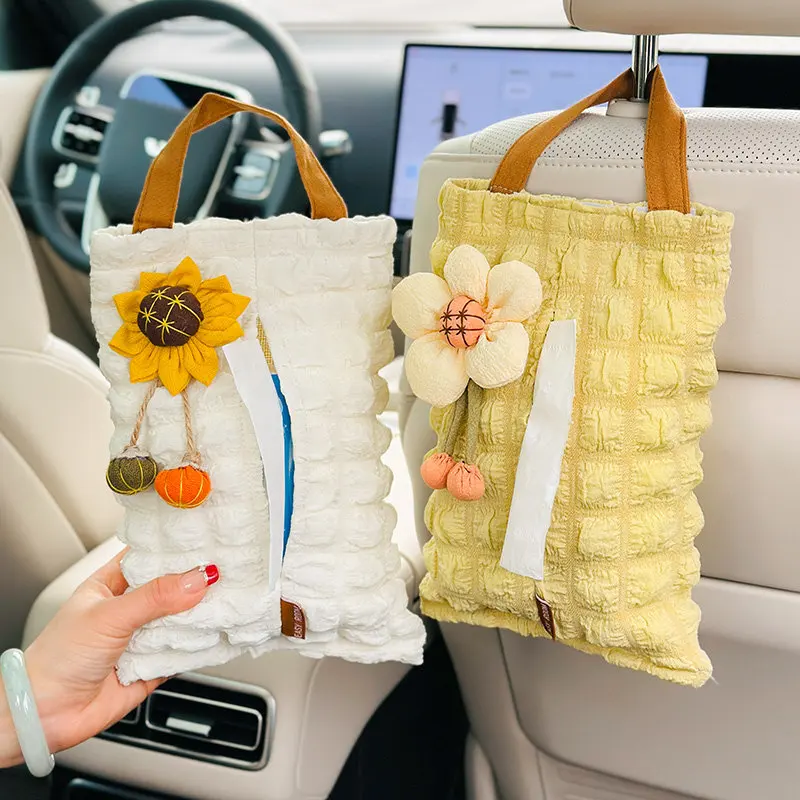 かわいいクリエイティブな車載ティッシュボックス車内装飾アクセサリー一体型壁掛け収納オーガナイザー
