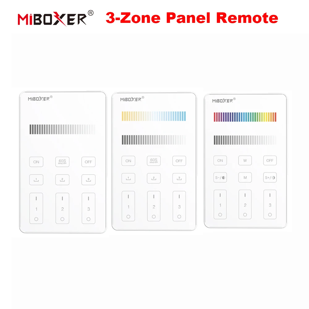 Miboxer 3-Zone Panel Remote 2.4G Touch Wireless LED Controller Single Color Brightness U1 Color Temperature CCT U2 RGB+CCT U3
