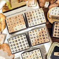 30Pcs  A-Z Letters English Digital Symbols Retro Hand Notes Seal Decorative Printing Materials Wood Stamp DIY Journaling Tools