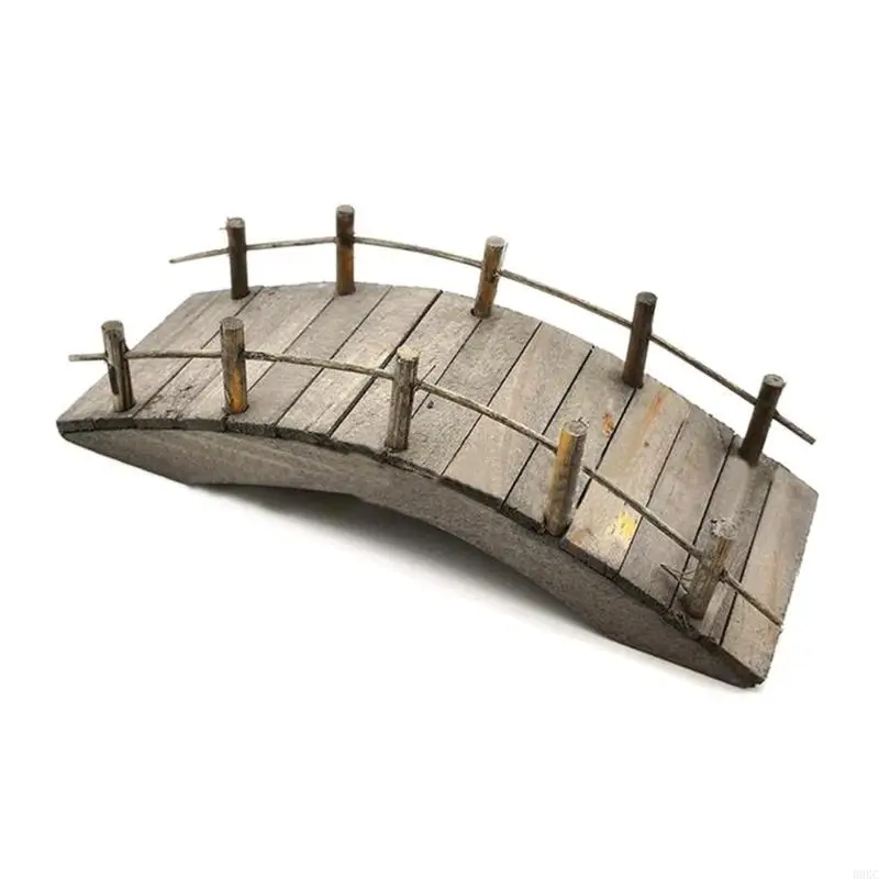 B0KC 1:12 Dollhouse Mini Wooden Arch Bridge مع درابزين مصغرة حديقة Fairy Garden Miniature Crafts
