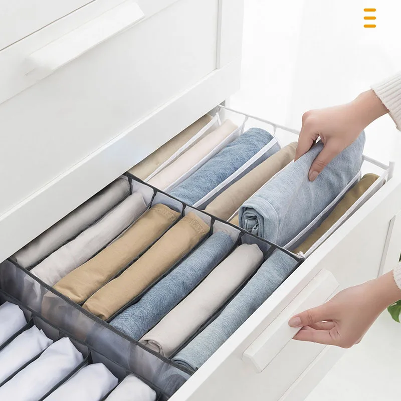 home Clothes Organizer Storage net Boxes Separation for Trousers Underwear Bra Socks Jeans Organizer Closet Drawer Compartment