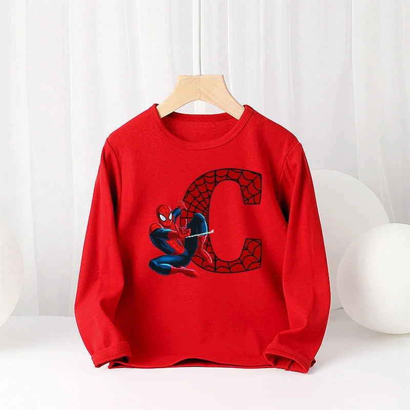 Marvels SpiderMans Boys Children Long Sleeve T-shirt Autumn Cartoon Anime Printed Sweatshirt Casual Clothing New Kids Cute Gifts