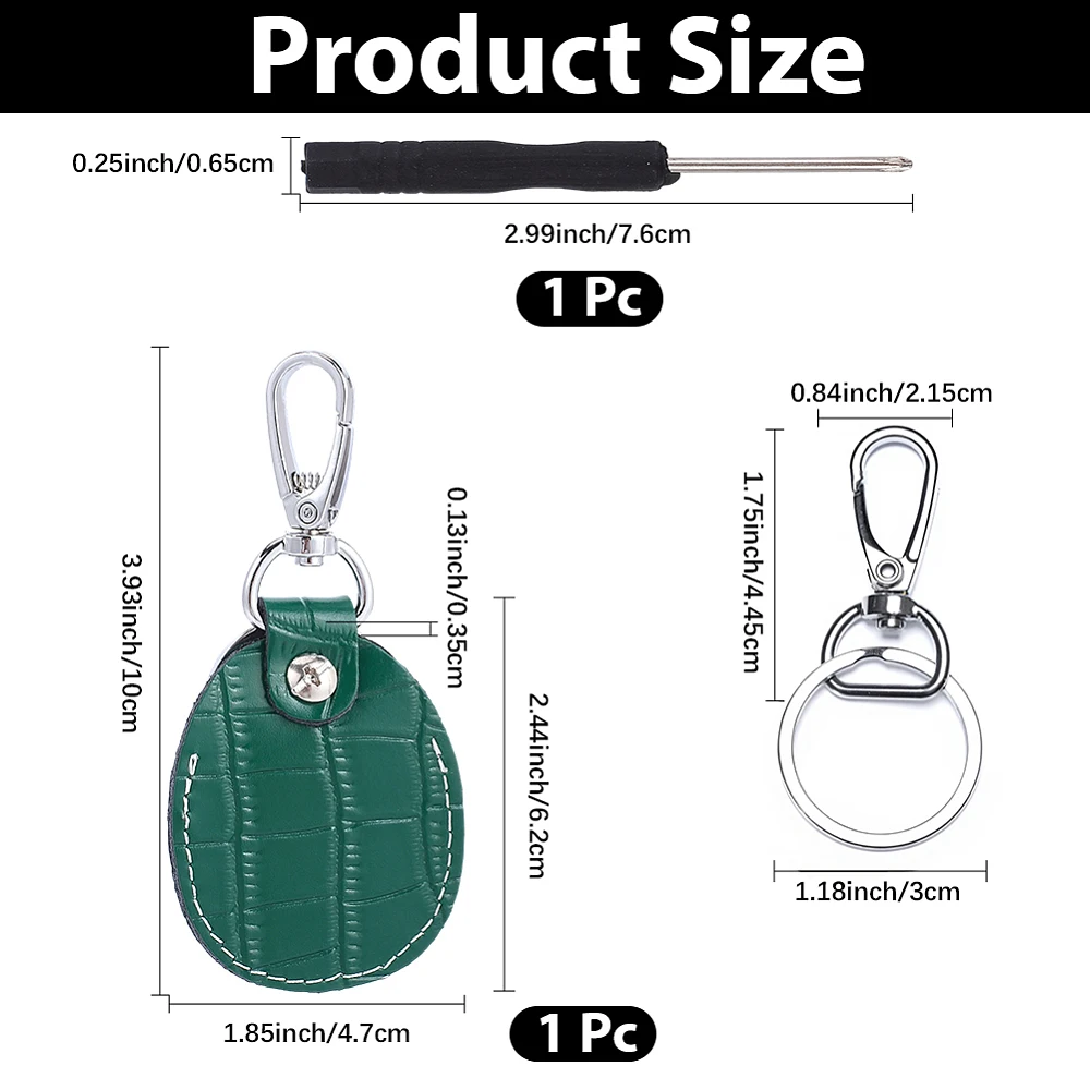 Green Genuine Leather Keychain Cover Portable Leather Key Fob Compatible Scratch-Resistant Keyring Fob Protector NFC Tag Holder