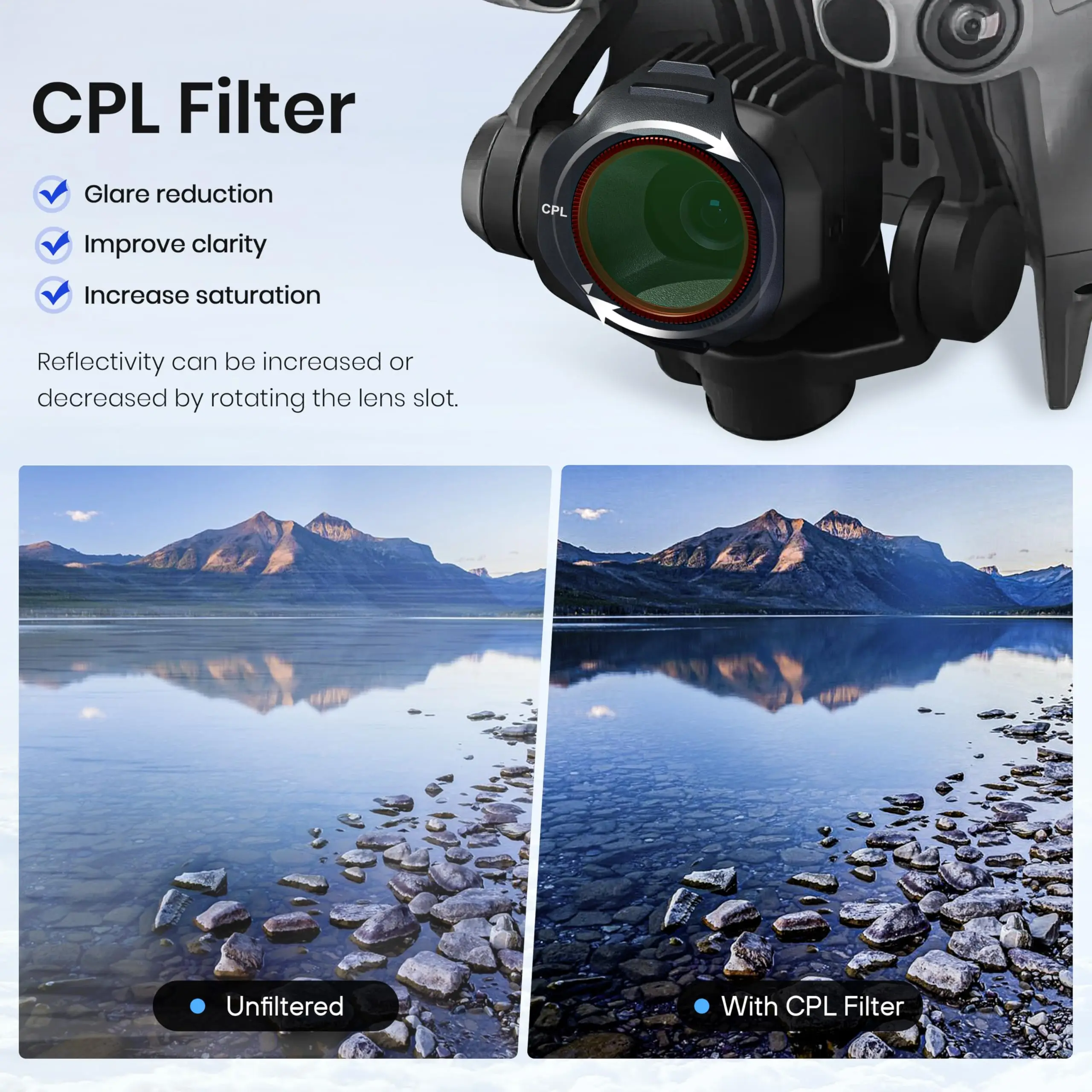 ND/CPL Filter Set for DJI Mini 5 Pro Accessories 3 Pack Filters ND16/64/CPL Mini 5 Pro Drone Lens Filters HD Optical Glass