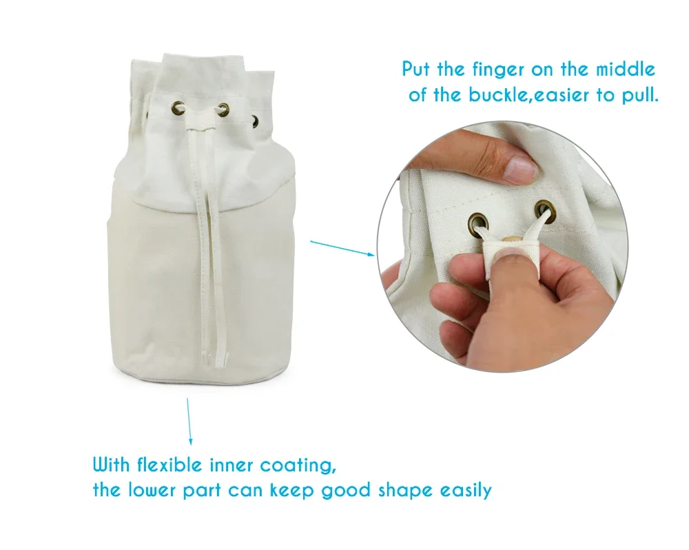 Tanqu New Pure Color Drawstring with Buckle Canvas Fabric Inner Pocket Lining for Obasket Obag Handbag Insert for O Basket O Bag