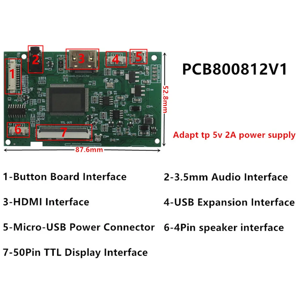 Imagem -06 - Multifuncional Tela Lcd para Computador Driver Control Board Áudio Hdmi Raspberry pi 6.5 10.1