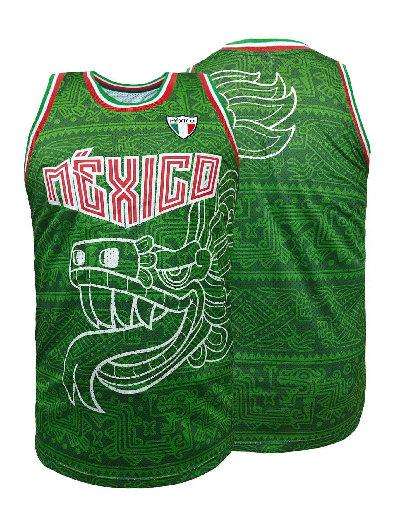 

Mexico Embroidered Basketball Jersey Men Women Quetzalcoatl Graphic Print Mesh Sleeveless Shirt Casual Sports Daily Wear