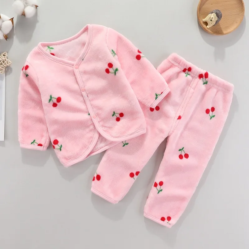 Winter Baby Girl Clothes Set Thicken Warm Newborn Toddler Boy Outfit Long Sleeve Tops+Pant 2Pcs Girl Suit Infant Sleepwear A1258