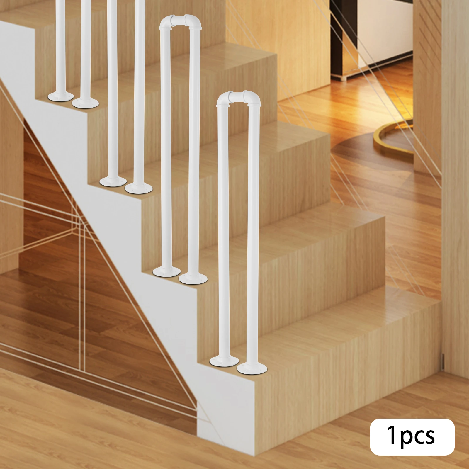 Metal Stair Railing, Carbon Steel, 346" Height, U-Shaped Design for Stability & Support, Easy Installation for Home Safety