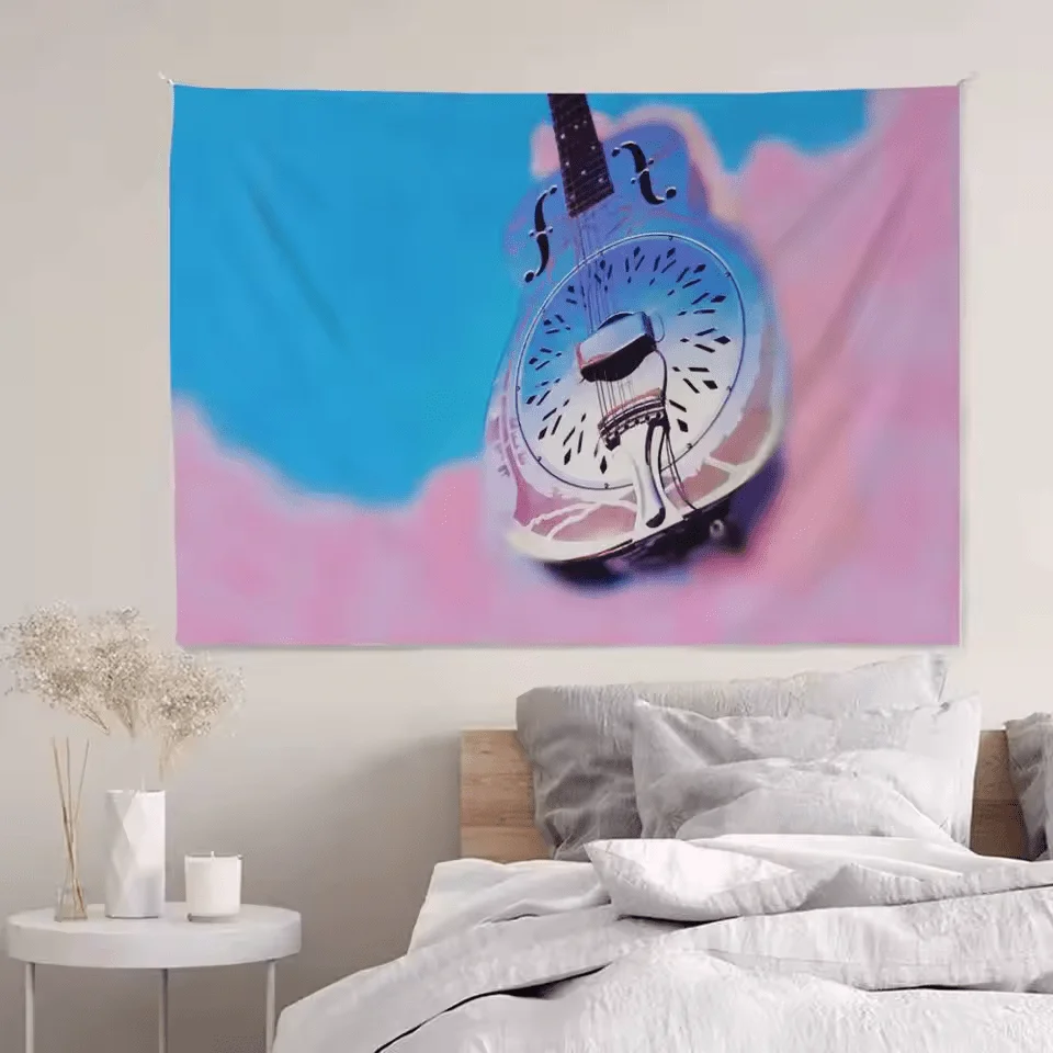 Guitar in the Sky Wall Tapestry - Surreal Music Art, Dreamy Clouds & Instrument Decor, Aesthetic Room Hanging, Multiple Sizes