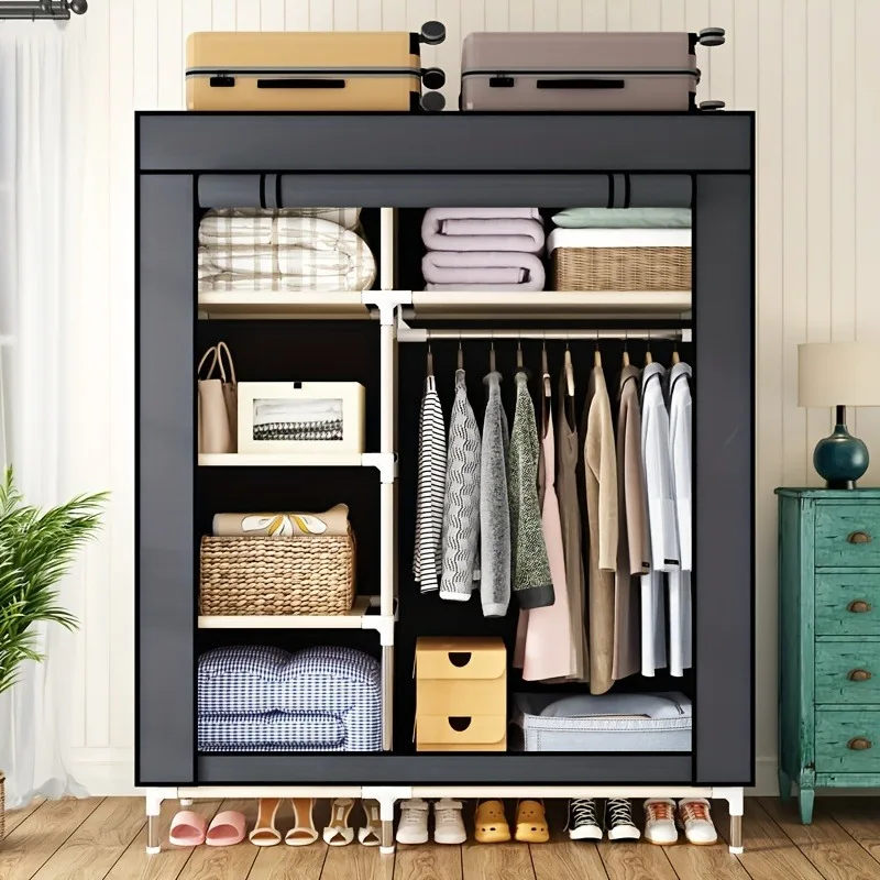 

Портативный шкаф-гардероб на молнии с 5 отсеками для хранения и зоной для подвешивания – компактный, пылезащитный и прочный для частых переездов