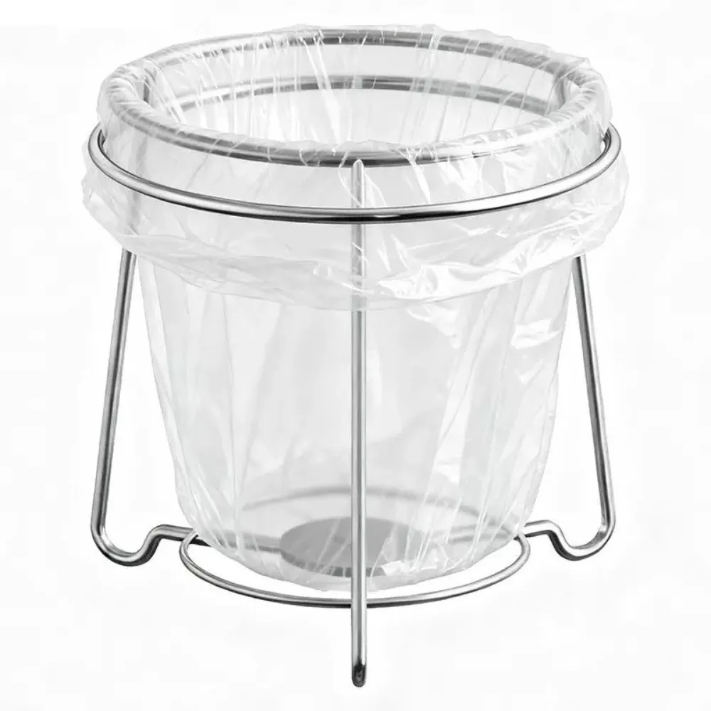 Stainless Steel Garbage Bag Holder Space Saving Multifunctional Waste Organizer Stand Portable Trash Bag Rack Home Storage