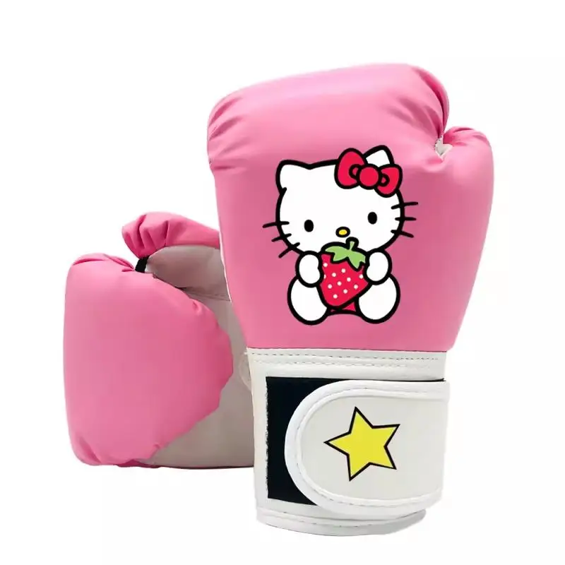 Hot Sanrios Child 40Z Boxing Gloves Suit Kawaii Hello Kitty Cartoon Cute Fight Training Sanda Muay Thai Gloves Fashion New Style