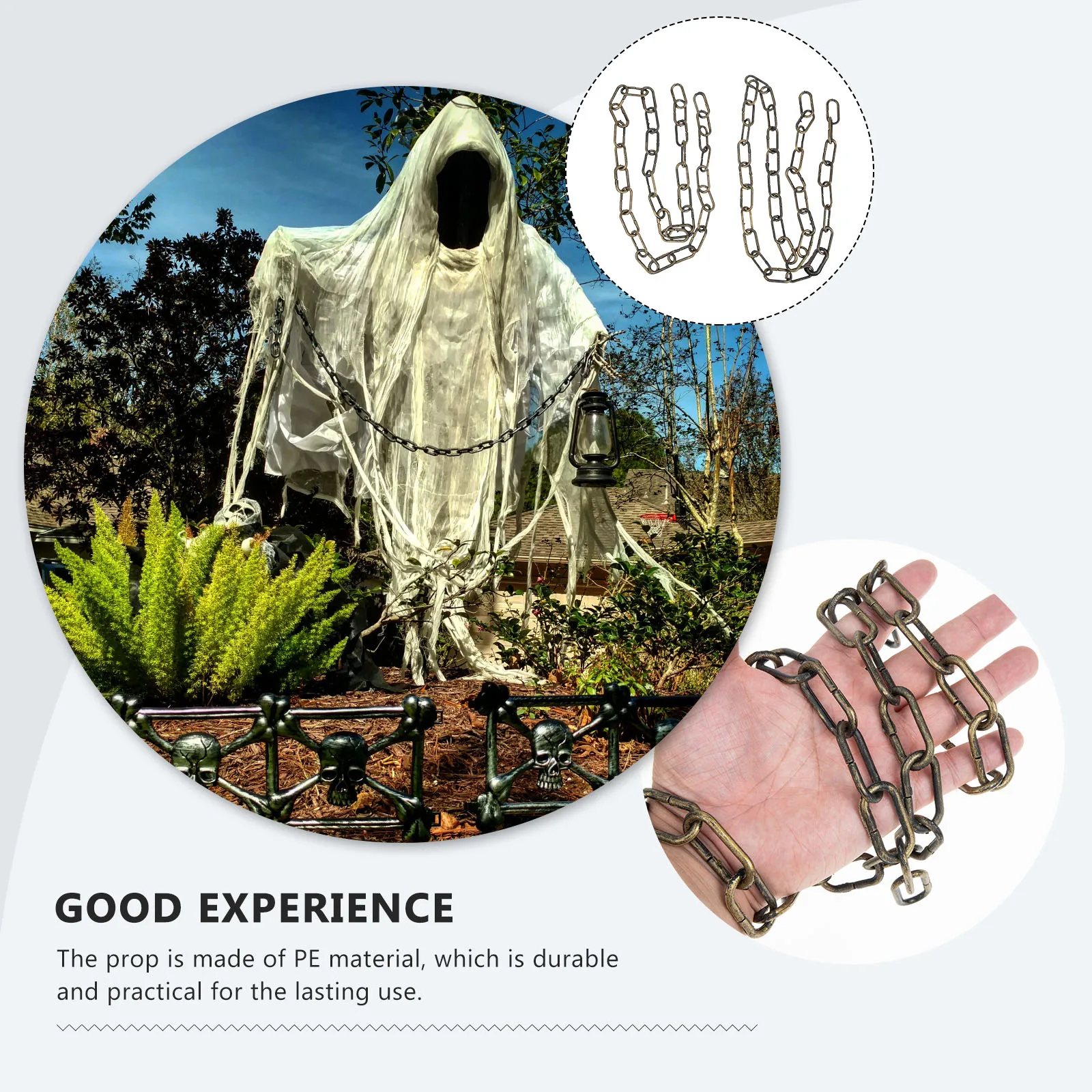 

2pcs Halloween Simulated Iron Chain Plastic Barrier Chains For Party Costume Props Lightweight Bone Decoration Trick