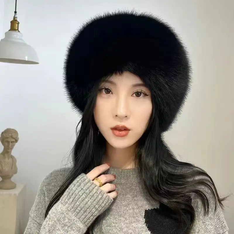 2024 New Fashion Women Winter Hat bucket hat Faux Fur Plush Russian Hat Warm Trooper Trapper Cap Beanies