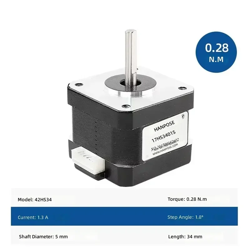 4‑Lead Nema17 Micro Stepper Motor 34mm 1.3A 28Ncm 17HS3401S Step Motor for DIY 3D Printer CNC Router Automation Control