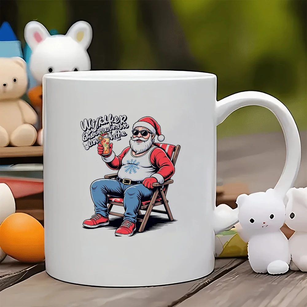 

Cartoon Santa Claus Mug 11OZ Creative Cup Christmas Gift Kids Water Cup Family Office Coffee Cup Sunglasses Red Hat Snowf