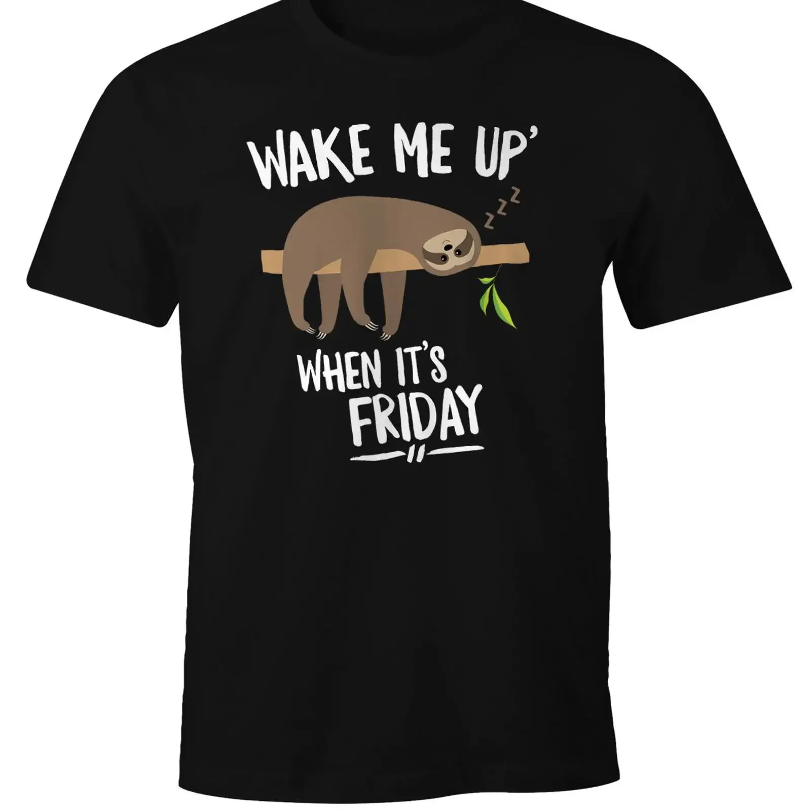 MoonWorks Men's T Shirt Sloth Wake me up When It's Friday Fun vintage Washed homme Casual designer clothes Stretched Stylish