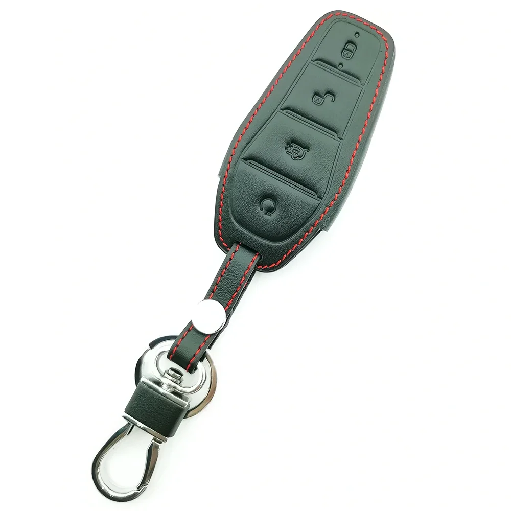 

Роскошный высококачественный кожаный автомобильный брелок с 4 кнопками для BYD Atto 3 Han EV Dolphin защитный чехол для пульта дистанционного управления автомобильные аксессуары