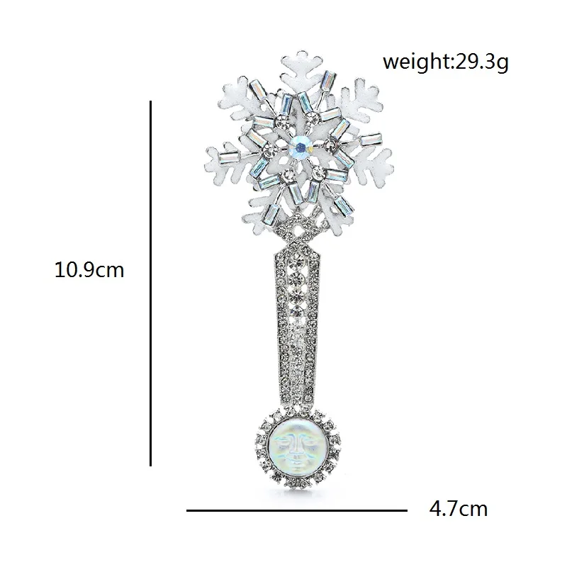 Wuli&baby Beautiful Sun-face Big Snowflake Brooches For Women Shining White Winter Flower Party Office Brooch Pins Gifts