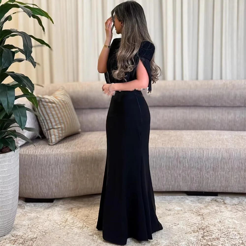 ベストセラーエレガントな O ネックイブニングドレス魅力的なフリルウエディングドレス絶妙なハーフスリーブパーティードレス فساتين سهرةカスタマイズ