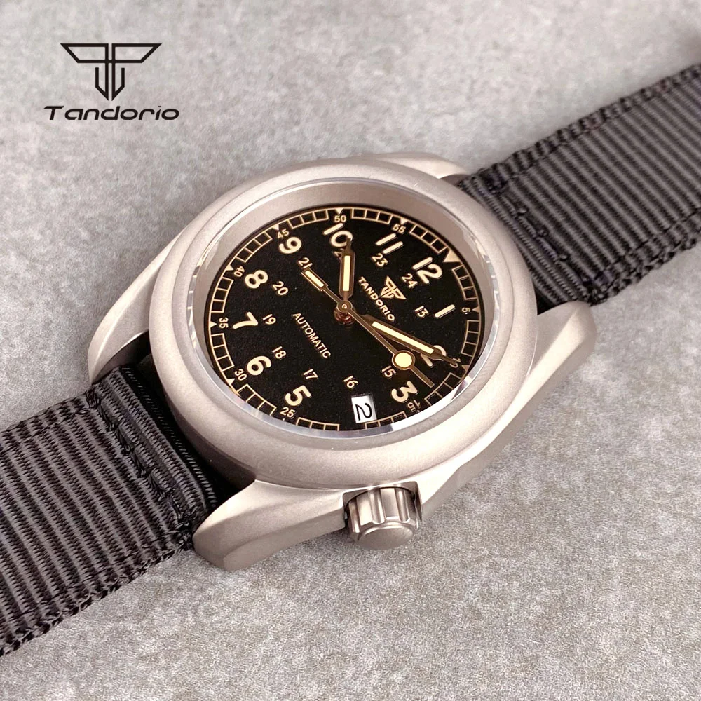 Tandorio Titanium NH35 Mechanical Ultralight Automatic Men\'s Watch 20BAR Sapphire 3.8 Crown Date Matte Dial NH36 Dive Wristwatch