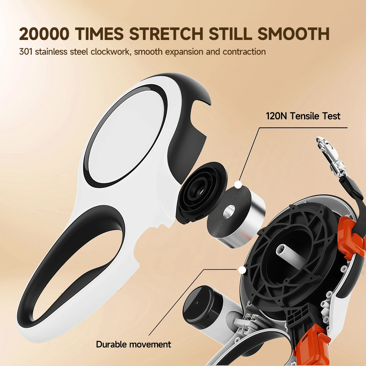 مقود كلب قابل للسحب بطول 26 قدم، مع حامل كيس قمامة محمول مرفق، مقود مشي للكلاب الأليفة