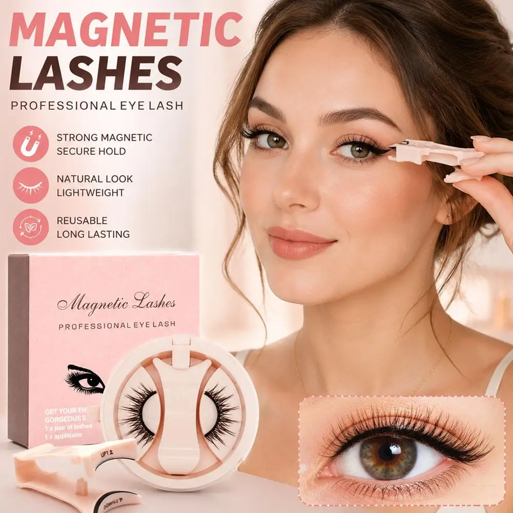 Reusable Magnetic Lashes Magnetic Eyelashes Natural Look False Eyelashes with Applicator Easy to Wear and Remove Glue-Free - view 2