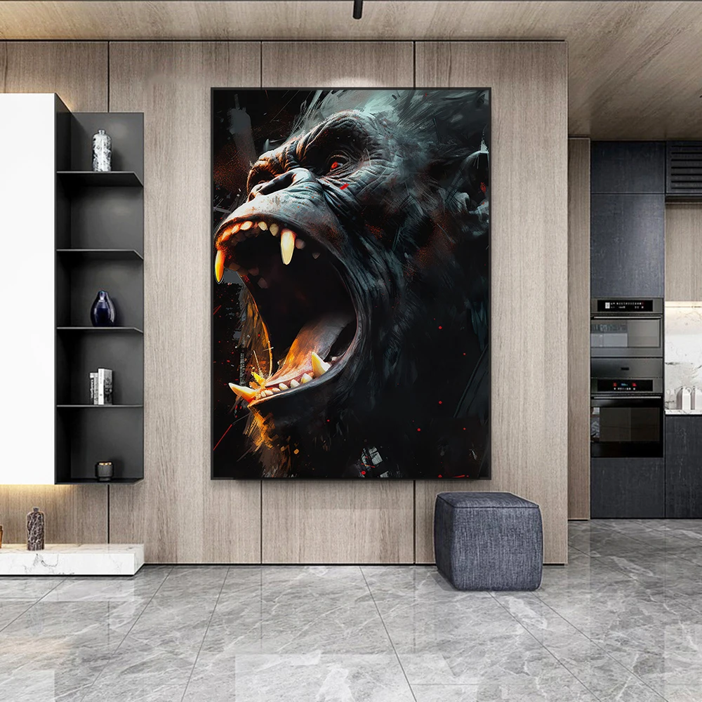 Large Graffiti Poster Animal Vintage Wall Art Prints Classical Chimpanzee Vintage Canvas Painting Living Room Wall Art Decor