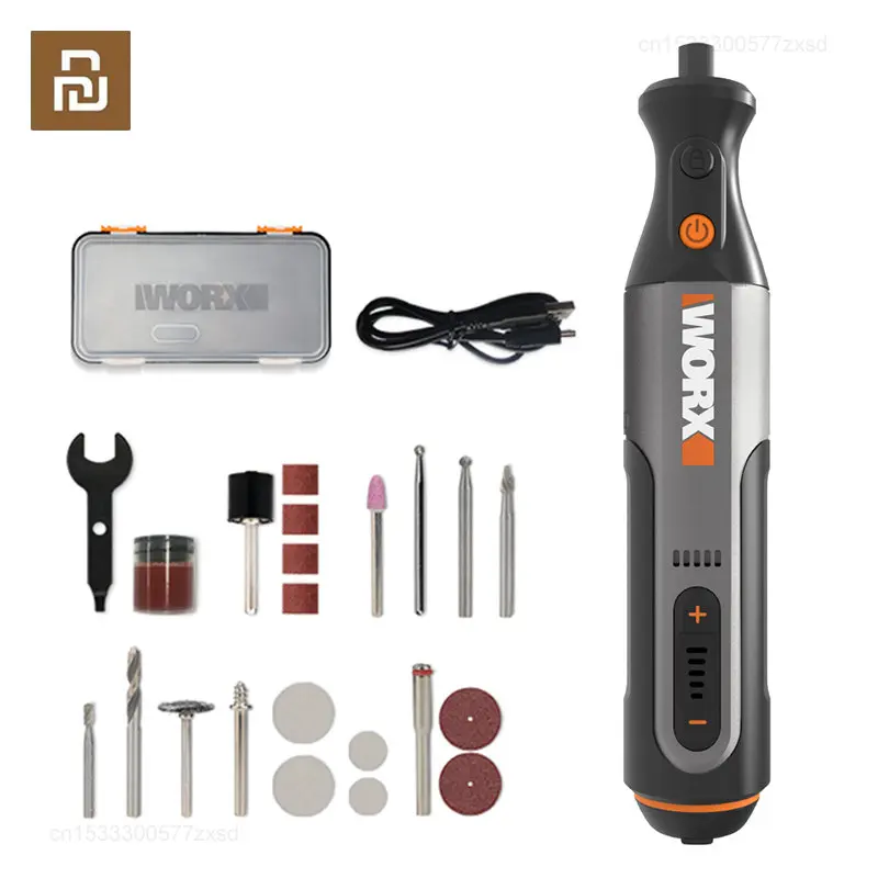 Worx 8V Utensile rotante WX106 Cordless Mini Trapano Incisione Rettifica Lucidatrice Caricatore USB Set di utensili elettrici a velocità variabile