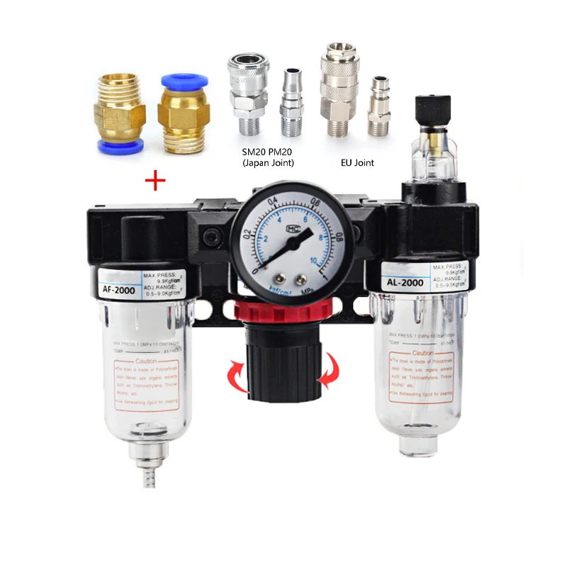 

AC2000-02 1/4"Pressure Regulator Gauge Air Compressor Filter Oil Moisture Separator For Water Filters Dehumidifie