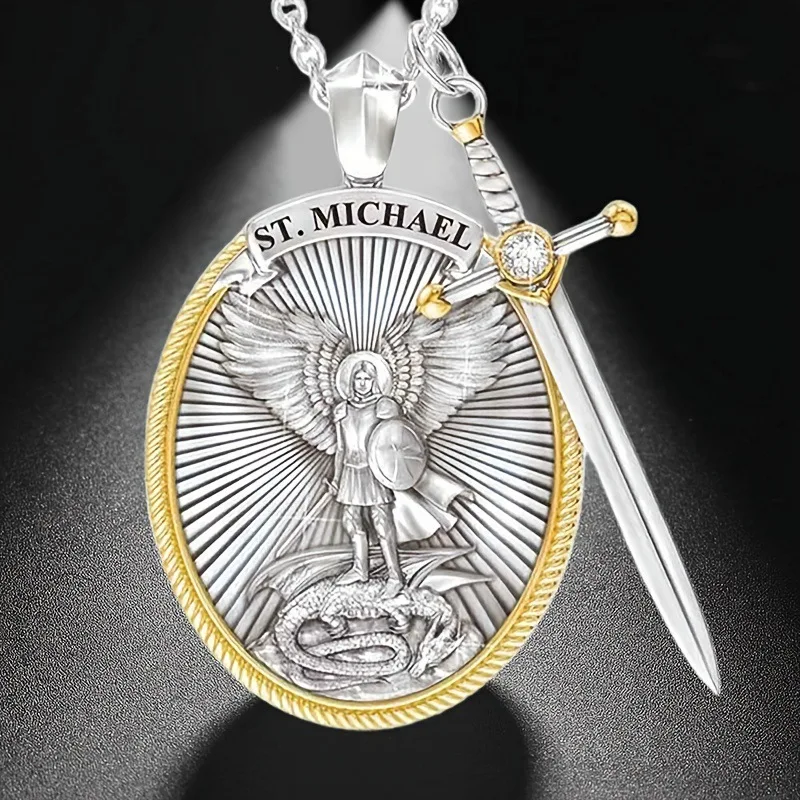 Catholic Patron Saint Pendant Michael St. Michael The Archangel Pendant Necklace image 6