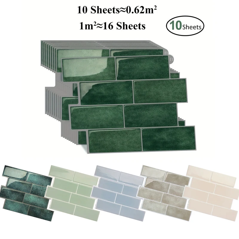 

29x21cm Brick Pattern Wall Stickers Self Adhesive Waterproof Heat-resistant PVC Wall Tile Sticker for Kitchen Bathroom Decor