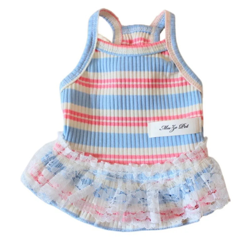 

Universal Soft Stripped Dog Dress Breathable Cute Dog Suspender Skirt Casual Style Pet Princess Dress Summer Apparel
