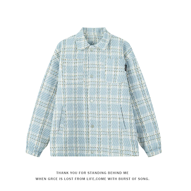 

Men's Warm Jacket Autumn Winter Fashion Solid Color Check Print Cotton Thickened Outdoor Travel Lapel Coat Men's Luxury Jacket