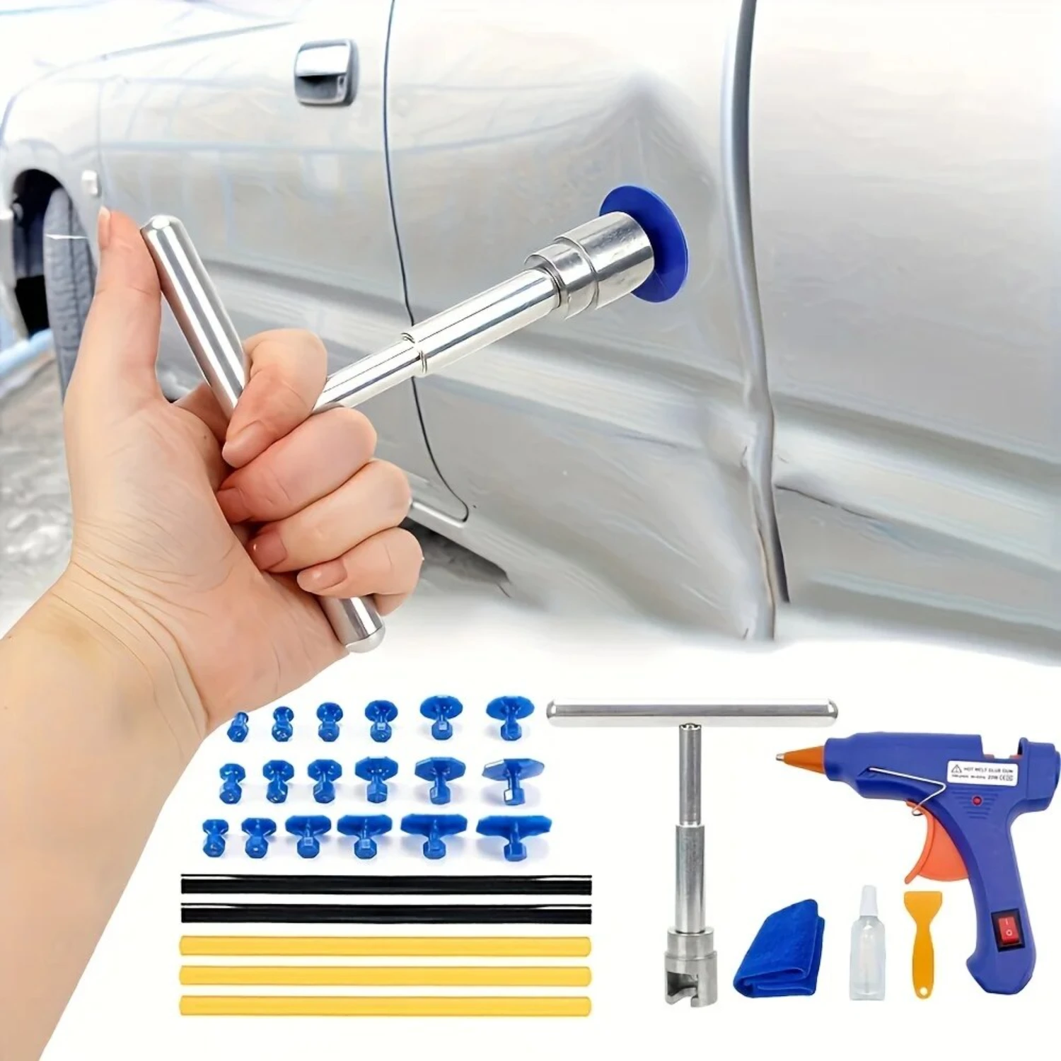 

Durable and Professional Paintless Dent Removal Tool Kit for Car - Convenient Set for Auto Body Repair - Easy-to-Use Mechanical