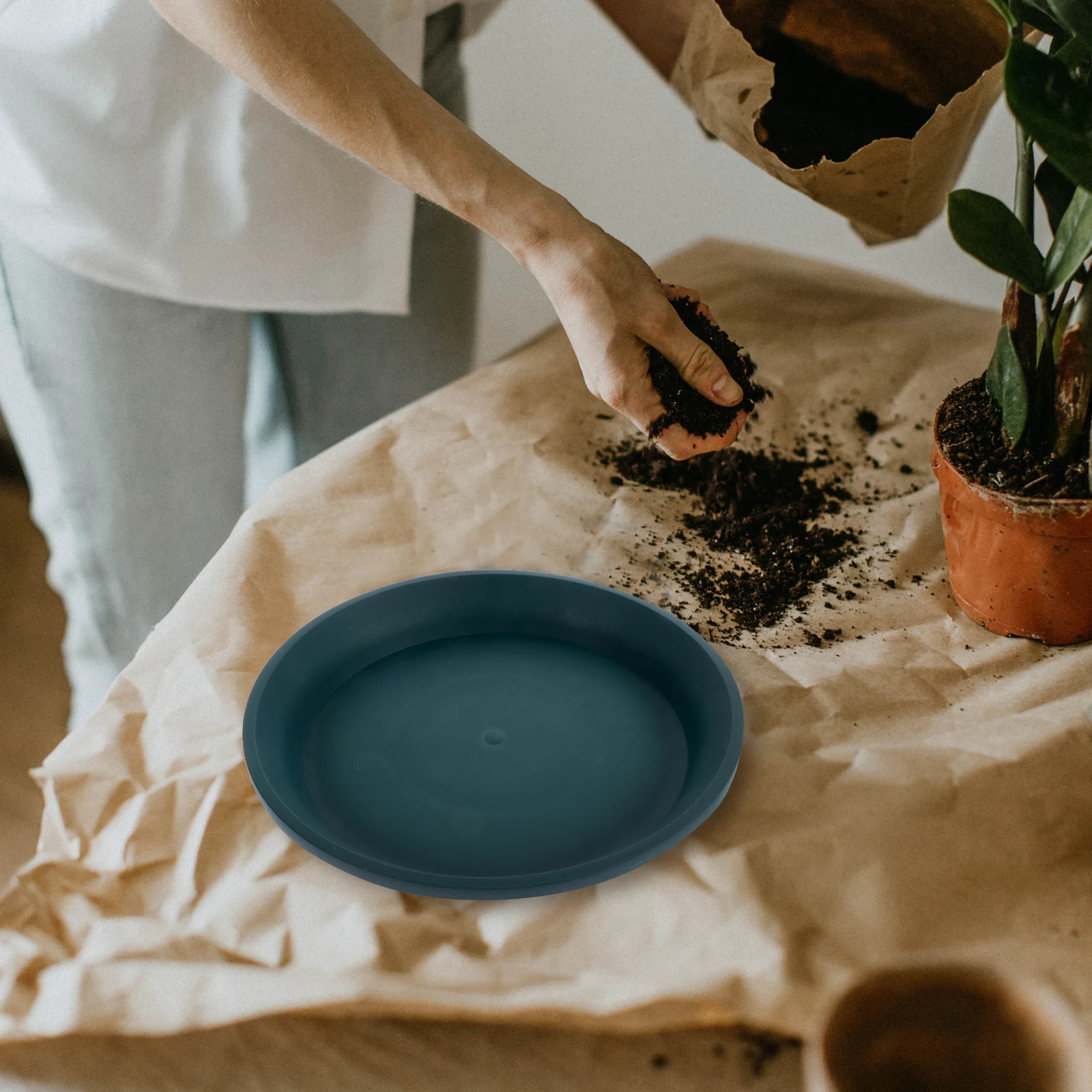 

5pcs Root Control Tray Round Plastic Flowerpot Base Durable Lightweight Gardening Pot Trays Bonsai Succulent Balcony Garden