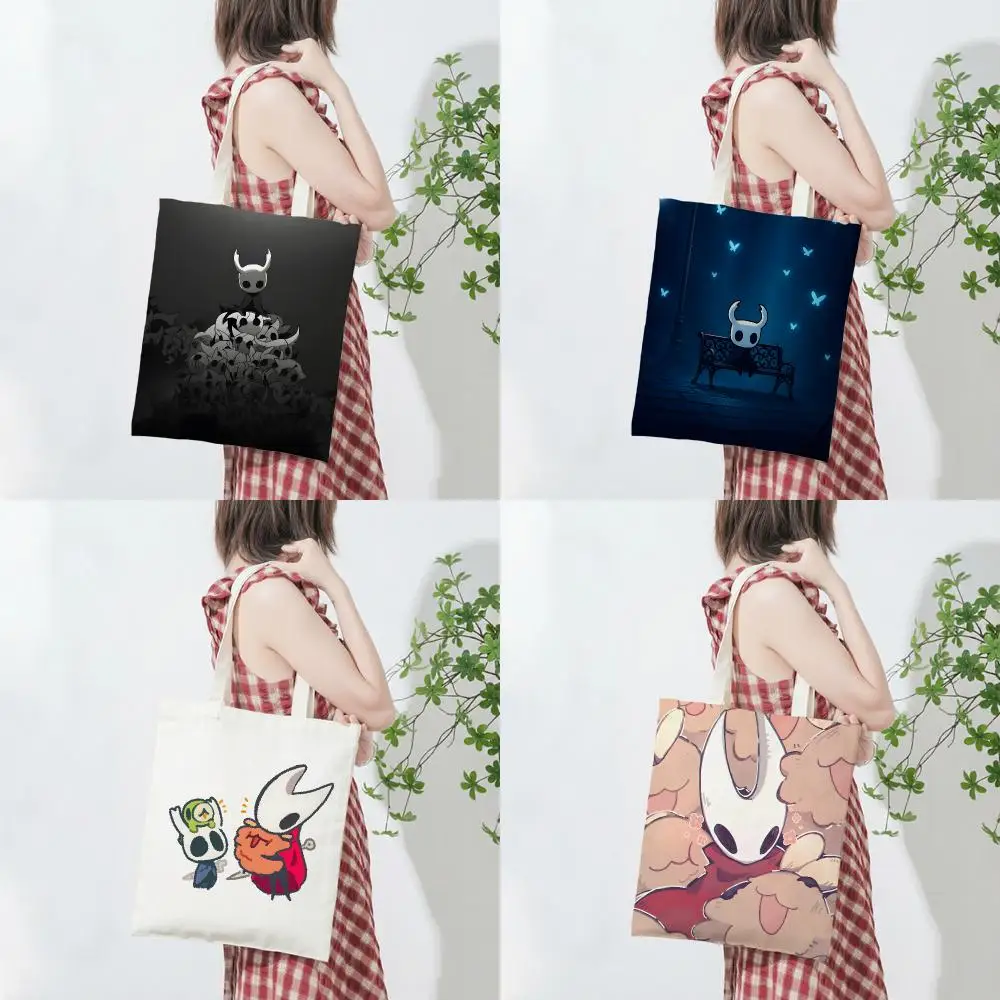 game metroidvania H-Hollow Knight Storage Bags Lightweight Printed Canvas Bag Portable Daily Shopping Shoulder Bag