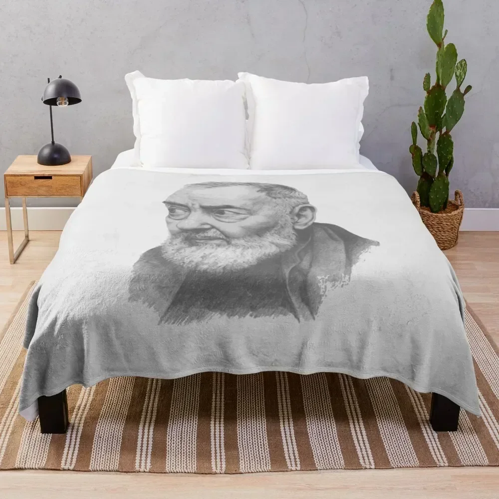 

Saint Padre Pio Portrait Throw Blanket Machine Washable Soft Warm Blanket